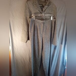 Ellen Figg Gray Women's Plus Size Blazer And High waisted Pant Suit